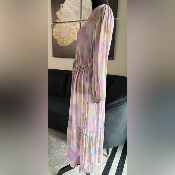 Velvet by Graham & Spencer sheer tie dye purple pink midi dress. Size Small. - Picture 4 of 6
